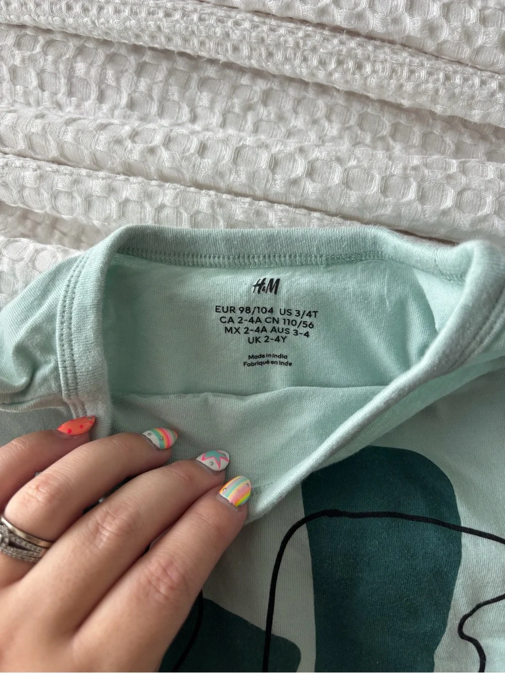 H&M Mint Green Graphic Tee and Abstract Print Shorts Set